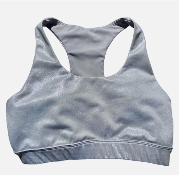 Allfenix Sparkly Silver Metallic High-Impact Racerback Sports Bra Women's size M - Picture 1 of 6